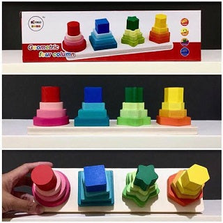 GEOMETRIC FOUR COLUMN WOODEN TOYS 6515-11