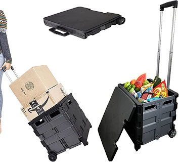 BLACK PLASTIC FOLDING SHOPPING CART 012-29