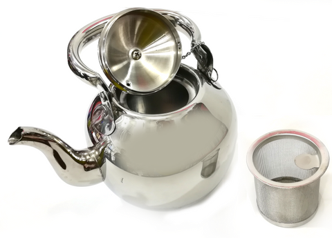 STEEL TEA POT WITH STRAINER