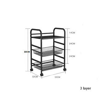 BLACK METAL TROLLEY CART WITH WIRED BASKETS  901