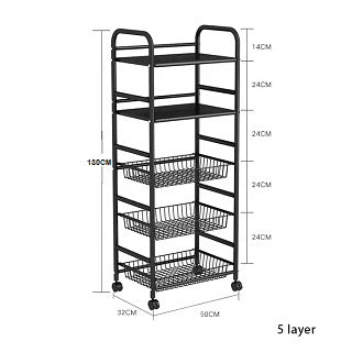 BLACK METAL TROLLEY CART WITH WIRED BASKETS  901