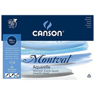 CANSON MONTVAL WATER COLOR 12 SHEETS DRAWING BOOK- 300 gsm -  (CANSON001)