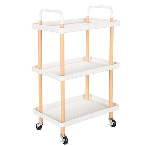 3-TIER ROLLING UTILITY CART SHELF WITH HANDLE AND WHEELS
